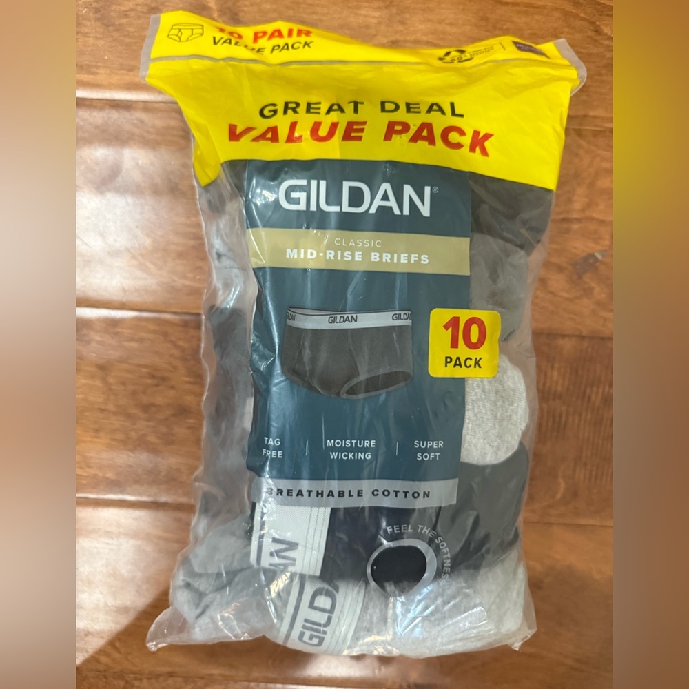 NWT Size 2XL Gildan Men's Moisture Wicking Cotton Boxer Briefs 10pack
